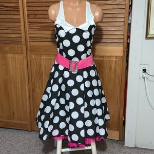 Art Stone polka dot 50’s style pinup dance tap swing costume medium black pink